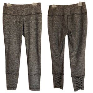 Cato Womens XS Athletic Pants Crisscross Detail Heather Gray Workout Yoga Gym